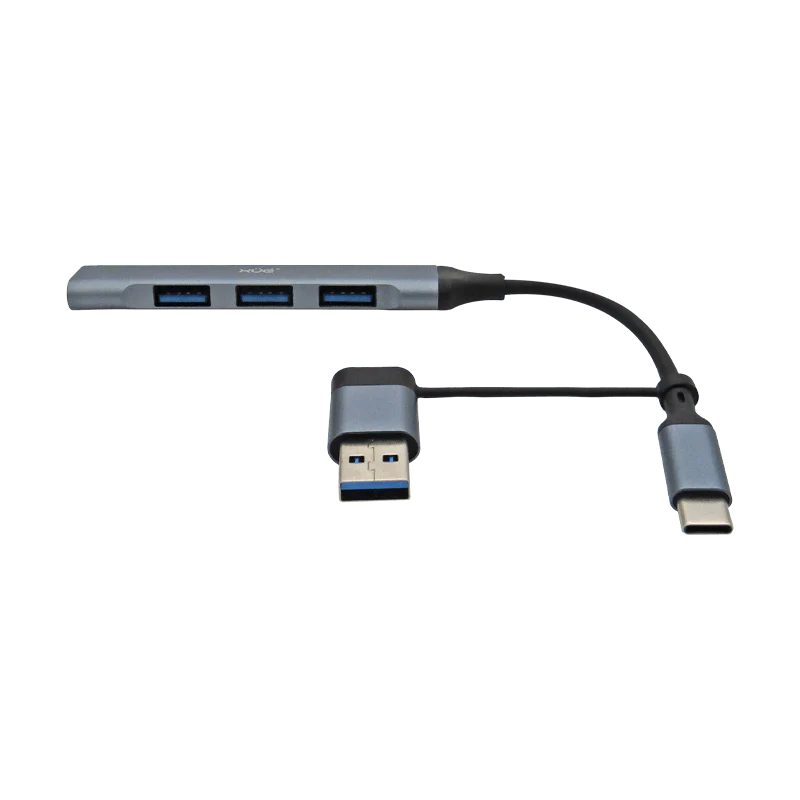 Hub expansor USB-C + Convertidor USB-C Hembra a USB 3.0 Macho a 4 x USB 3.0 , XUE® GRIS