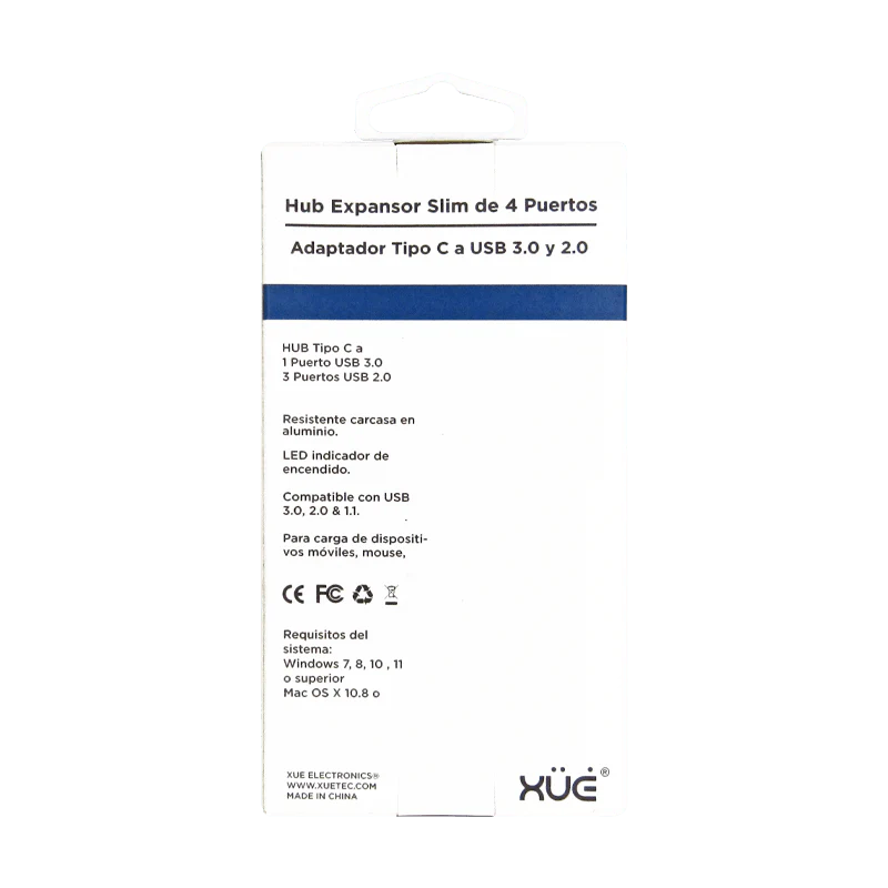 Hub expansor USB-C + Convertidor USB-C Hembra a USB 3.0 Macho a 4 x USB 3.0 , XUE® GRIS