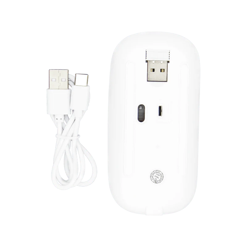 Mouse Inalámbrico Silencioso XUE 1600 DPI USB-C Blanco Bluetooth + 2.4GHz