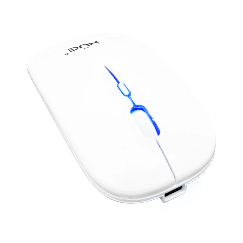 Mouse Inalámbrico Silencioso XUE 1600 DPI USB-C Blanco Bluetooth + 2.4GHz