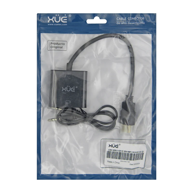 Convertidor HDMI A VGA HD 1920x1080P CON AUDIO XUE®
