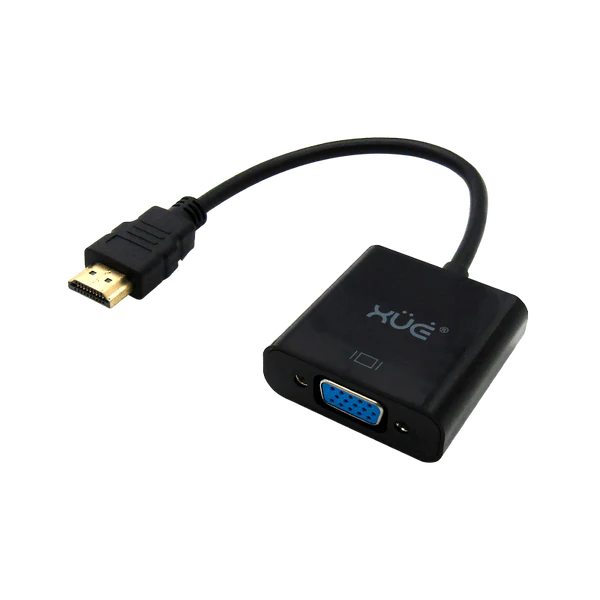 CONV HDMI A VGA FHD 1920x1080P CON AUDIO 20CM NEGRO XUE® Garantía 1 Año