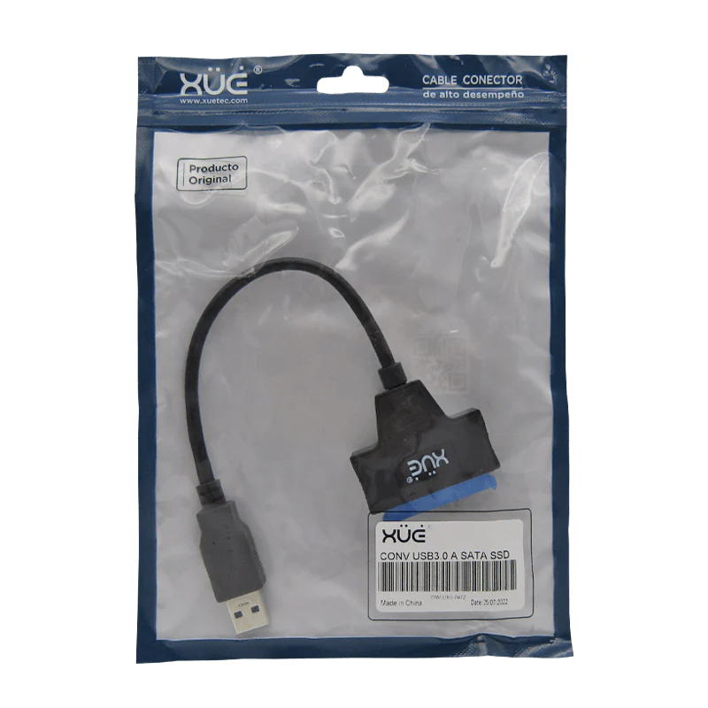 Convertidor USB 3.0 a SATA SSD 2.5", Marca XUE®
