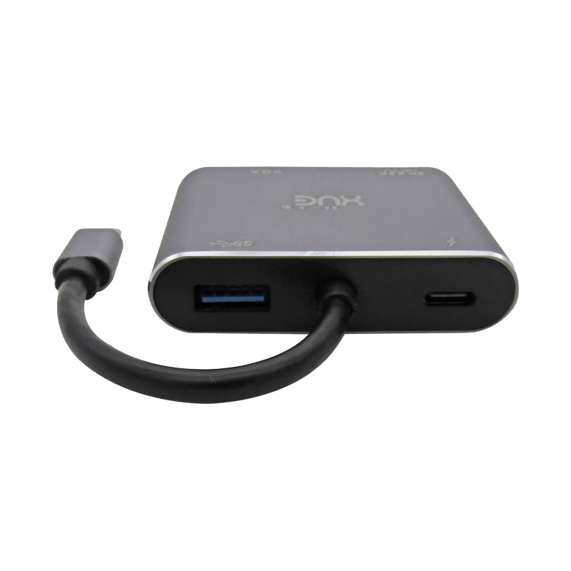 Docking Station 4-1 Tipo C 3.1 Gen1 a HDMI 4K, VGA, USB 3.0, USB-C de carga, (PC Y MAC), Marca XUE®