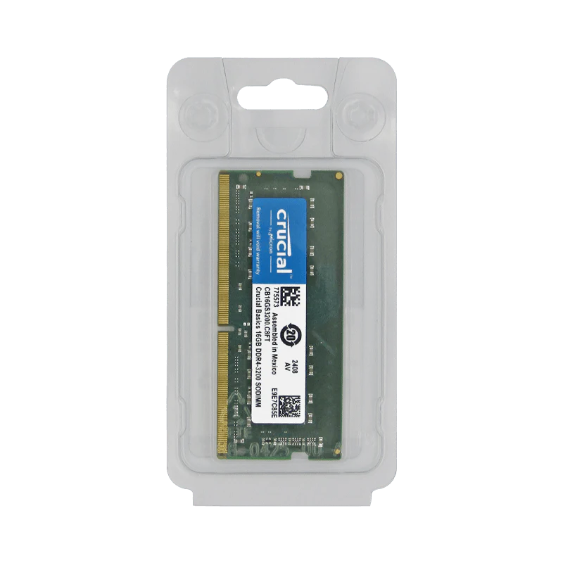 Memoria RAM 16GB para Laptop DDR4 PC4-25600 3200MHZ CL22 1.2V CB16GS3200 Marca Crucial Basics