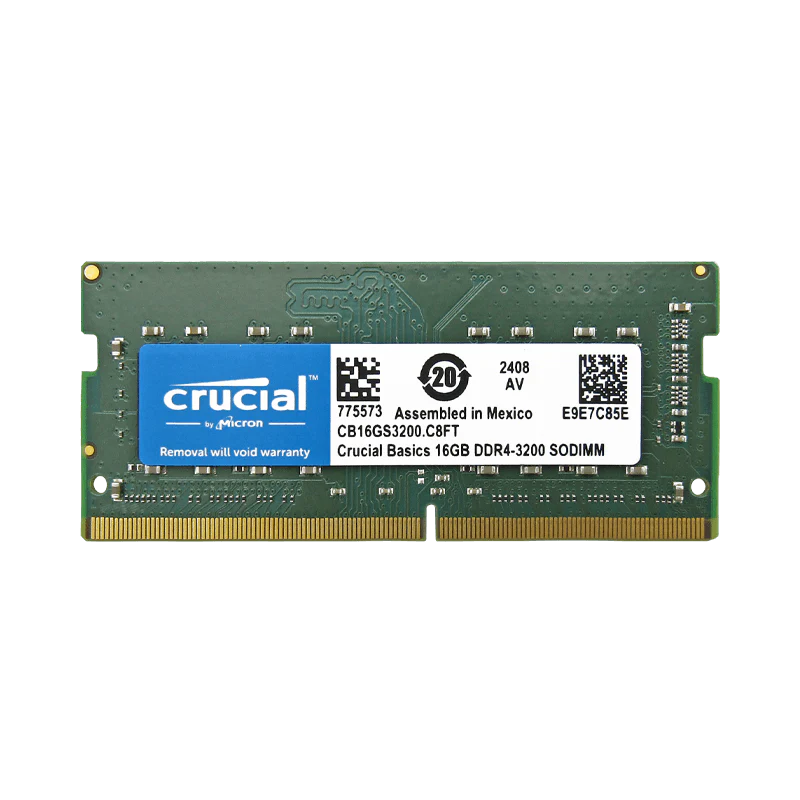 Memoria RAM 16GB para Laptop DDR4 PC4-25600 3200MHZ CL22 1.2V CB16GS3200 Marca Crucial Basics