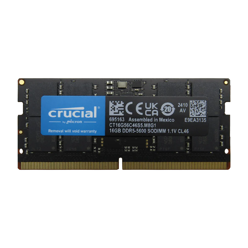 Memoria RAM 16GB para Laptop DDR5 PC5-44800 5600MHZ CL46 1.1V CT16G56C46S5 Marca Crucial