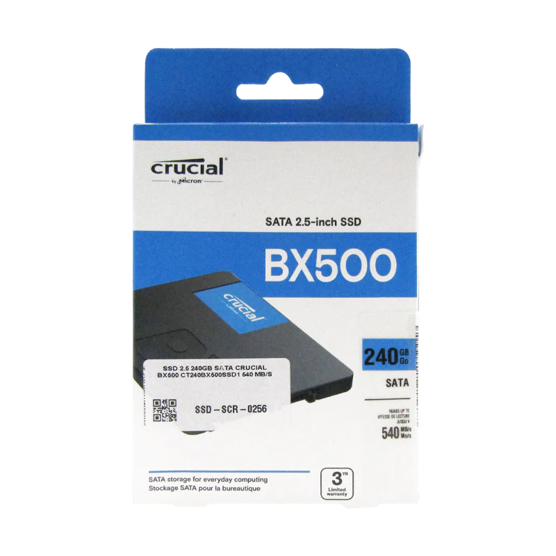 Disco de Estado Sólido SSD 2.5 240GB SATA Crucial BX500 CT240BX500SSD1 540 MB/S Marca Crucial