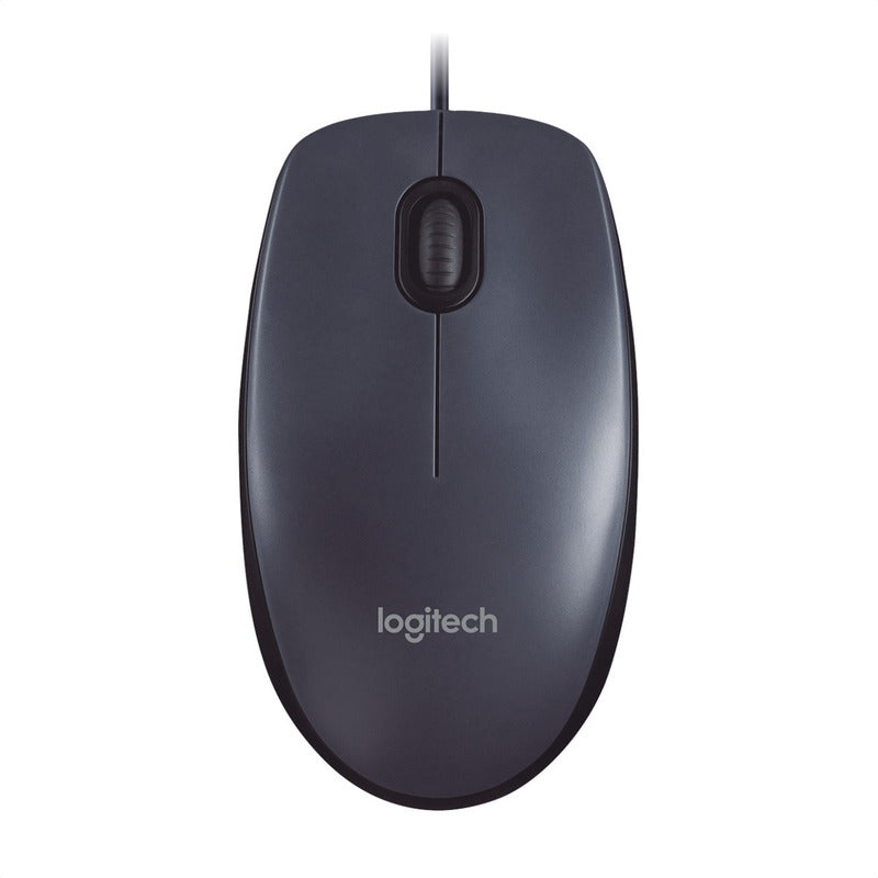Mouse Óptico Logitech M90 con Cable USB Cómodo Diseño Ambidiestro - Negro