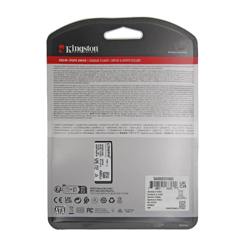 Disco de Estado Sólido SSD 2.5 480GB SATA SA400S37/480G 500MB/S Marca Kingston