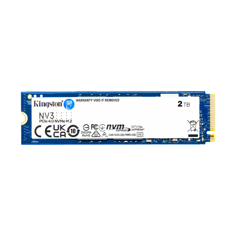 Disco de Estado Sólido SSD 2TB PCI-E 4.0 M.2 2280 NVMe NV3 SNV3S/2000G R/W 6000 MB/S Marca Kingston