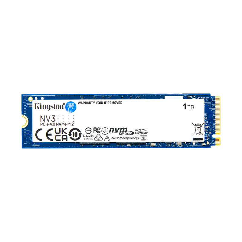 Disco de Estado Sólido SSD 1TB PCI-E 4.0 M.2 2280 NVMe NV3 SNV3S/1000G R/W 6000 MB/S Marca Kingston