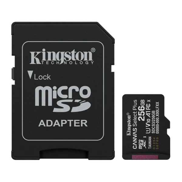 MEMORIA MICRO SD 256GB CLASS 10 KINGSTON SDCS3/256GB CON ADAPT Garantía 5 Años