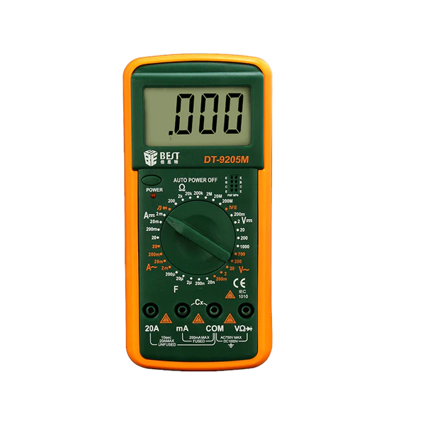 MULTIMETRO DIGITAL BEST 9205m 1000V, 20A, 200M, 20nF, CE Y ROHS. Garantía 6 Meses