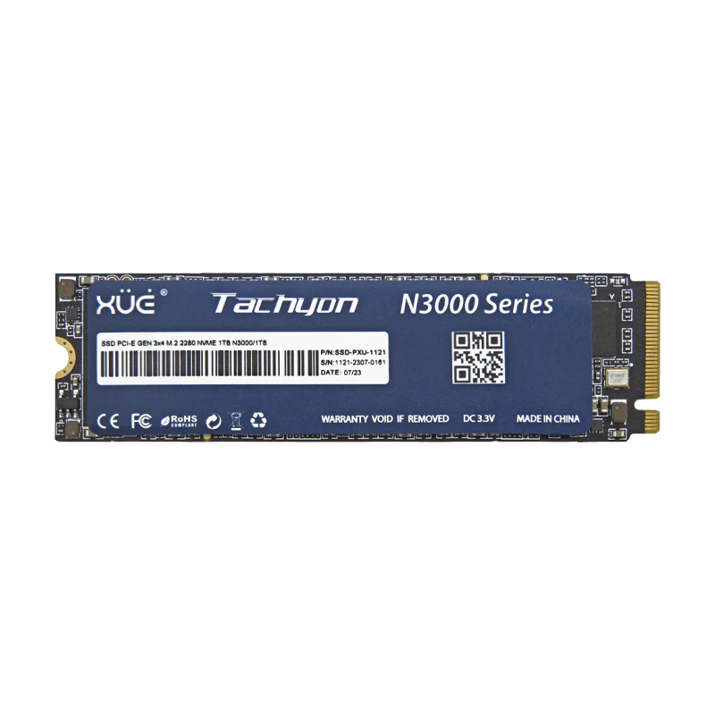 Disco de Estado Sólido SSD 512GB PCI-E 3.0 M.2 2280 NVME TACHYON N3000/512GB 3500/3100MB/S (TRAY PACKING) SIN EMPAQUE Marca XUE®