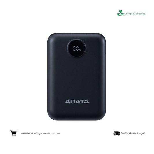Power Bank Adata C100 con Pantalla Digital USB-C Negra (10.000 Mah)