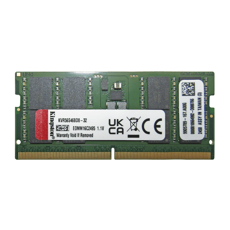 Memoria RAM 32GB para Laptop DDR5 PC5-44800 5600MHZ CL46 1.1V KVR56S46BD8-32 Marca Kingston