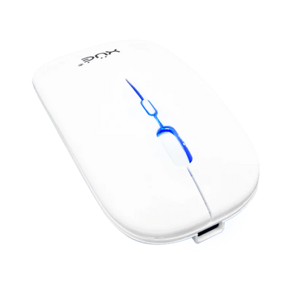 Mouse Inalámbrico Silencioso XUE 1600 DPI USB-C Blanco Bluetooth + 2.4GHz