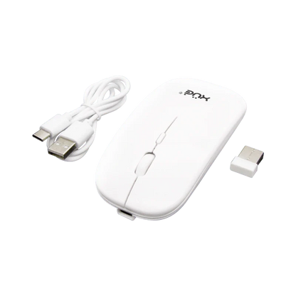 Mouse Inalámbrico Silencioso XUE 1600 DPI USB-C Blanco Bluetooth + 2.4GHz