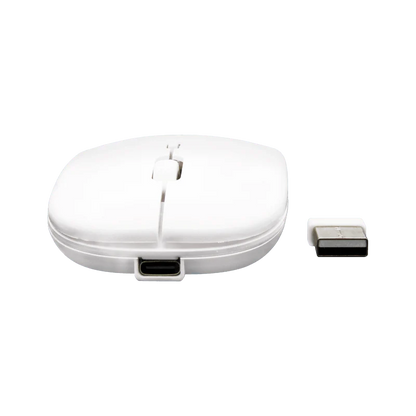 Mouse Inalámbrico Silencioso XUE 1600 DPI USB-C Blanco Bluetooth + 2.4GHz