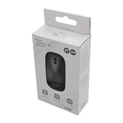 Mouse Inalámbrico Silencioso XUE 1600 DPI USB-C Negro Bluetooth + 2.4GHz