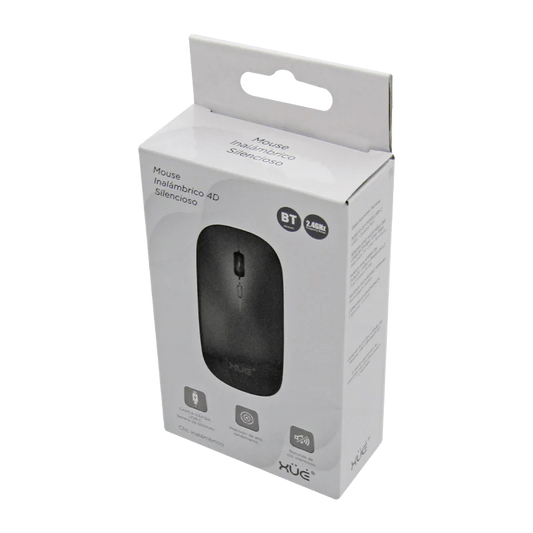 Mouse Inalámbrico Silencioso XUE 1600 DPI USB-C Negro Bluetooth + 2.4GHz