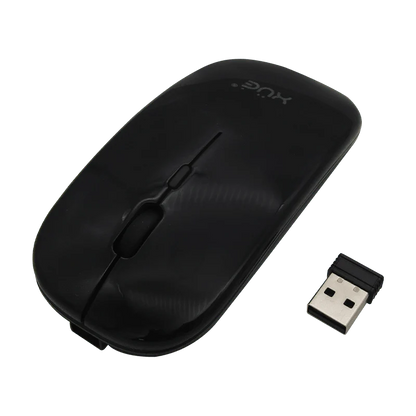 Mouse Inalámbrico Silencioso XUE 1600 DPI USB-C Negro Bluetooth + 2.4GHz
