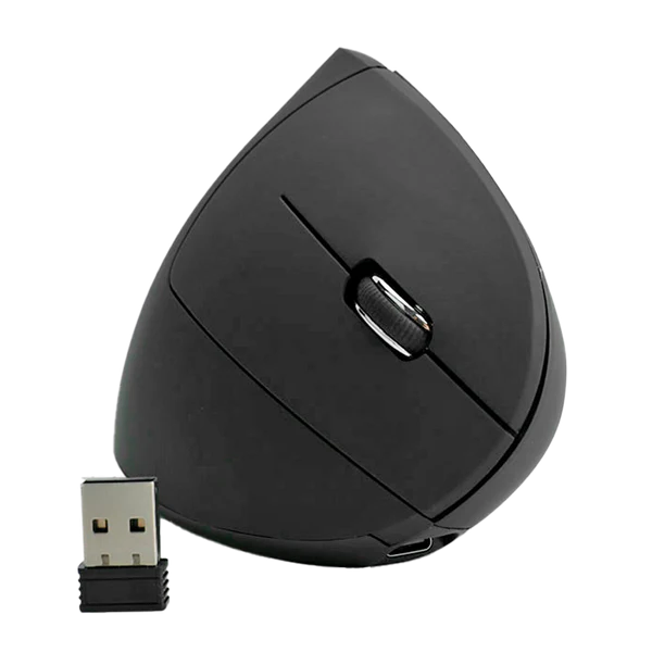 MOUSE ERGONOMICO WIRELESS 1600DPI 6-BOT 2.4GHZ + BT , BATT 500mAh, USB-C, NEGRO, V500 XUE® Garantía 1 Año