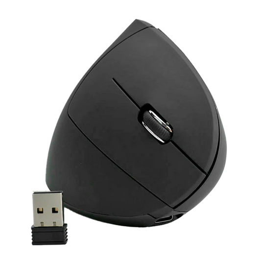 MOUSE ERGONOMICO WIRELESS 1600DPI 6-BOT 2.4GHZ + BT , BATT 500mAh, USB-C, NEGRO, V500 XUE® Garantía 1 Año