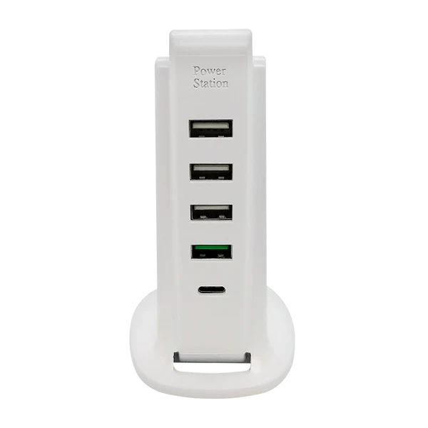 CARGADOR MULTIPUERTO 3 x USB, 1 x USB QC, 1 x USB-C 25W, 40W Garantía 6 Meses
