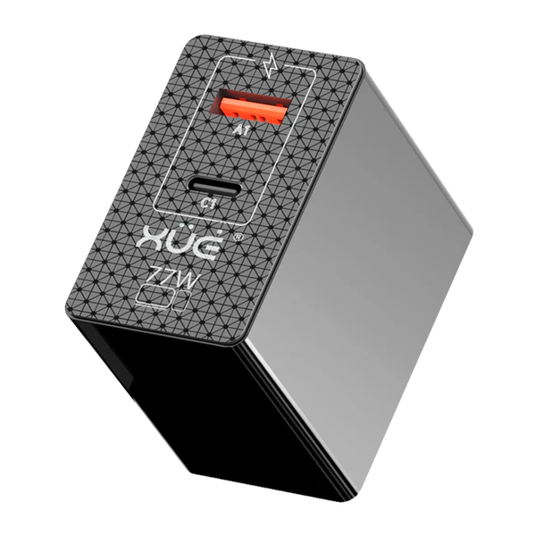 AC XUE® PARA TYPE C GaN 20V-3.25A 15V/12V/9V/5V--3A 77W Negro XUE® / USB A & USB-C (Wall) Garantía 3 Años