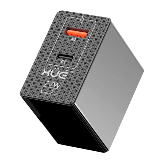 AC XUE® PARA TYPE C GaN 20V-3.25A 15V/12V/9V/5V--3A 77W Negro XUE® / USB A & USB-C (Wall) Garantía 3 Años