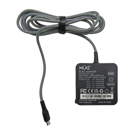 AC XUE® PARA TYPE C 20V-3.25A/15V-3A/9V-3A/5V-3A 65W 1.5M / USB-C (Wall) Garantía 3 Años