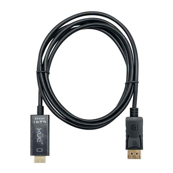 CABLE DISPLAYPORT A HDMI 1.8M 4K 30HZ/1080p 60Hz 3840×2160 28AWG FULL COPPER (NEGRO) XUE® Garantía 1 año