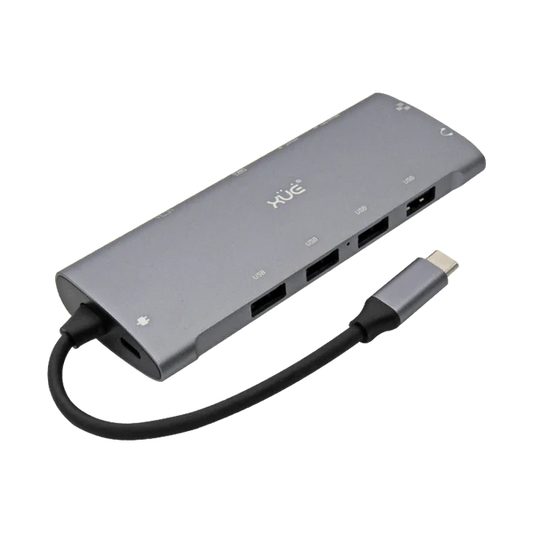 DOCKING 11-1 TIPO-C 3.1 Gen1 a GIGABIT RJ45 + VGA + AUDIO 3.5MM + 4K HDMI + PD 100W + 3*USB3.0, 1*USB 2.0 + SD/TF, XUE® GRIS Garantía 1 Año