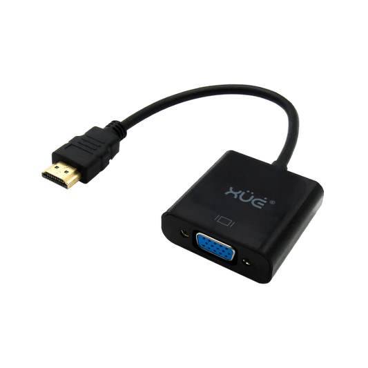 CONV HDMI A VGA FHD 1920x1080P CON AUDIO 20CM NEGRO XUE® Garantía 1 Año