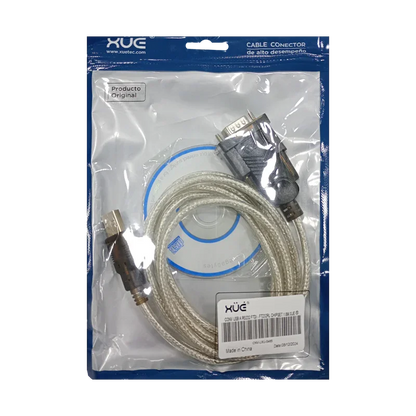 Convertidor USB A RS232 FTDI - FT232RL CHIPSET 1.8 Metros, Marca XUE®