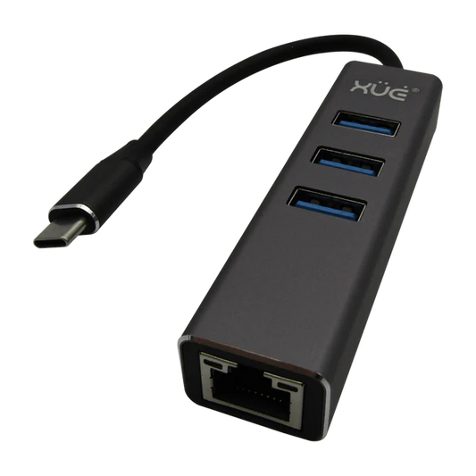 CONV USB-C 3.1 A ETHERNET GIGABIT USB 3.0 HUB (MAC OS 10) GRIS XUE® Garantía 1 Año
