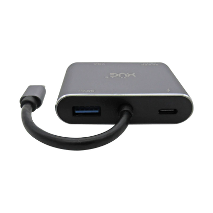 Docking Station 4-1 Tipo C 3.1 Gen1 a HDMI 4K, VGA, USB 3.0, USB-C de carga, (PC Y MAC), Marca XUE®