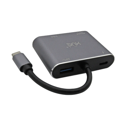 Docking Station 4-1 Tipo C 3.1 Gen1 a HDMI 4K, VGA, USB 3.0, USB-C de carga, (PC Y MAC), Marca XUE®