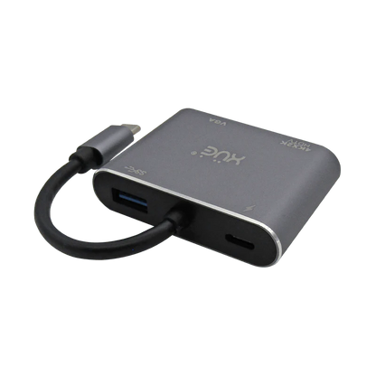 Docking Station 4-1 Tipo C 3.1 Gen1 a HDMI 4K, VGA, USB 3.0, USB-C de carga, (PC Y MAC), Marca XUE®