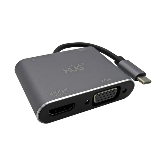 DOCKING 4-1 TIPO-C 3.1 Gen1 A HDMI 4K, VGA, USB 3.0, USB-C (PC Y MAC) XUE® Garantía 1 Año