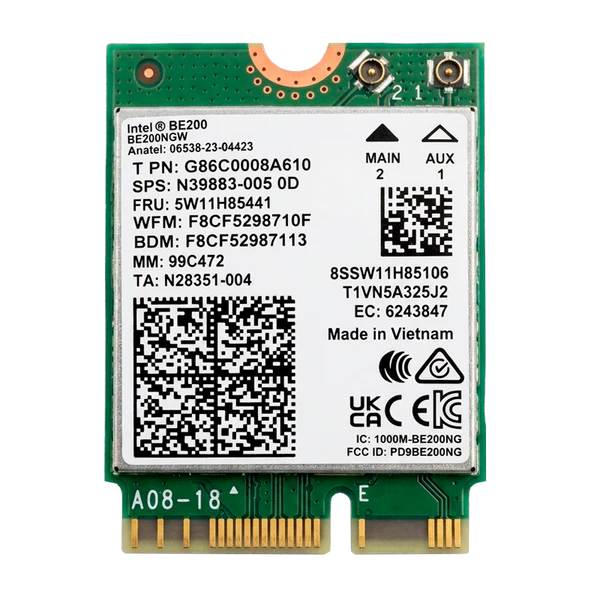 TARJETA WIFI M.2 2230 TRI BAND WIFI7 2.4G/5G/6G 5800M 802.11AX  BT5.4 INTEL BE200NGW Garantía 6 Meses
