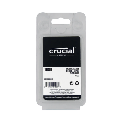 Memoria RAM 16GB para Laptop DDR4 PC4-25600 3200MHZ CL22 1.2V CB16GS3200 Marca Crucial Basics