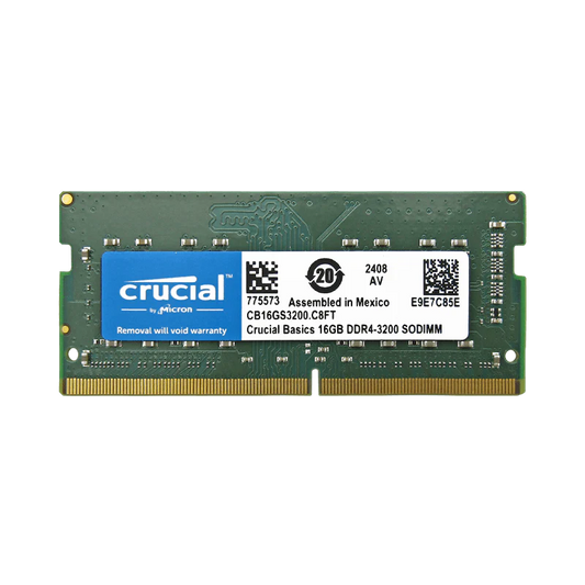 Memoria RAM 16GB para Laptop DDR4 PC4-25600 3200MHZ CL22 1.2V CB16GS3200 Marca Crucial Basics
