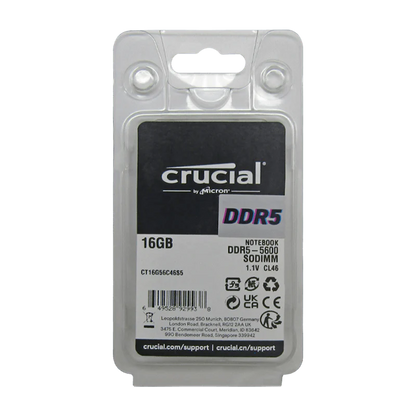 Memoria RAM 16GB para Laptop DDR5 PC5-44800 5600MHZ CL46 1.1V CT16G56C46S5 Marca Crucial