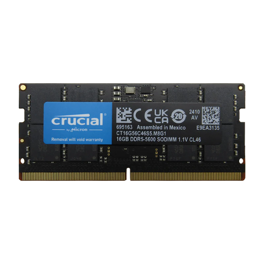 Memoria RAM 16GB para Laptop DDR5 PC5-44800 5600MHZ CL46 1.1V CT16G56C46S5 Marca Crucial