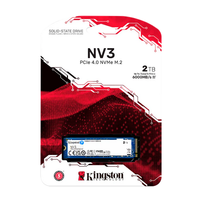 Disco de Estado Sólido SSD 2TB PCI-E 4.0 M.2 2280 NVMe NV3 SNV3S/2000G R/W 6000 MB/S Marca Kingston