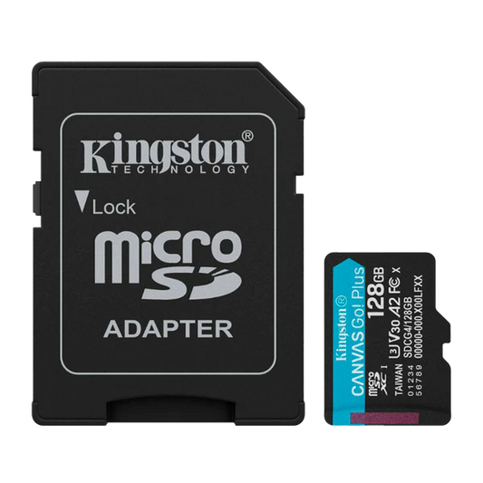 MEMORIA MICRO SD 128GB C10 U3 V30 R/W 200/100 MBPS KINGSTON GO Plus SDCG4/128GB (GOPRO) Garantía 5 Años