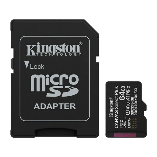MEMORIA MICRO SD 64GB CLASS 10 KINGSTON CANVAS SELECT PLUS SDCS3/64GB CON ADAPT Garantía 5 años